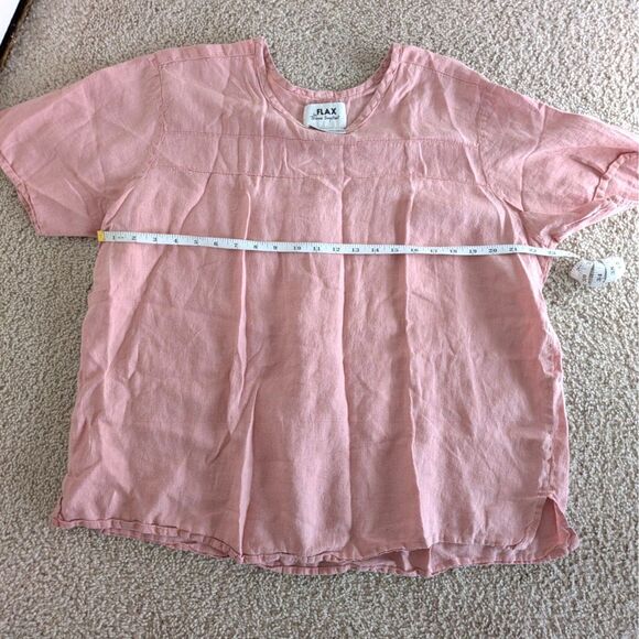 VTG Flax by Jeanne Engelhart Linen Top Baby Pink Short Sleeve Shirt Sz M - Picture 3 of 6